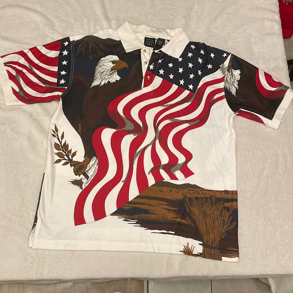 Cotton traders sport Sz Large American flag T-shirt